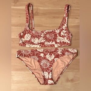 Madewell Second Wave 60’s Rust Flower Bikini Sz Medium